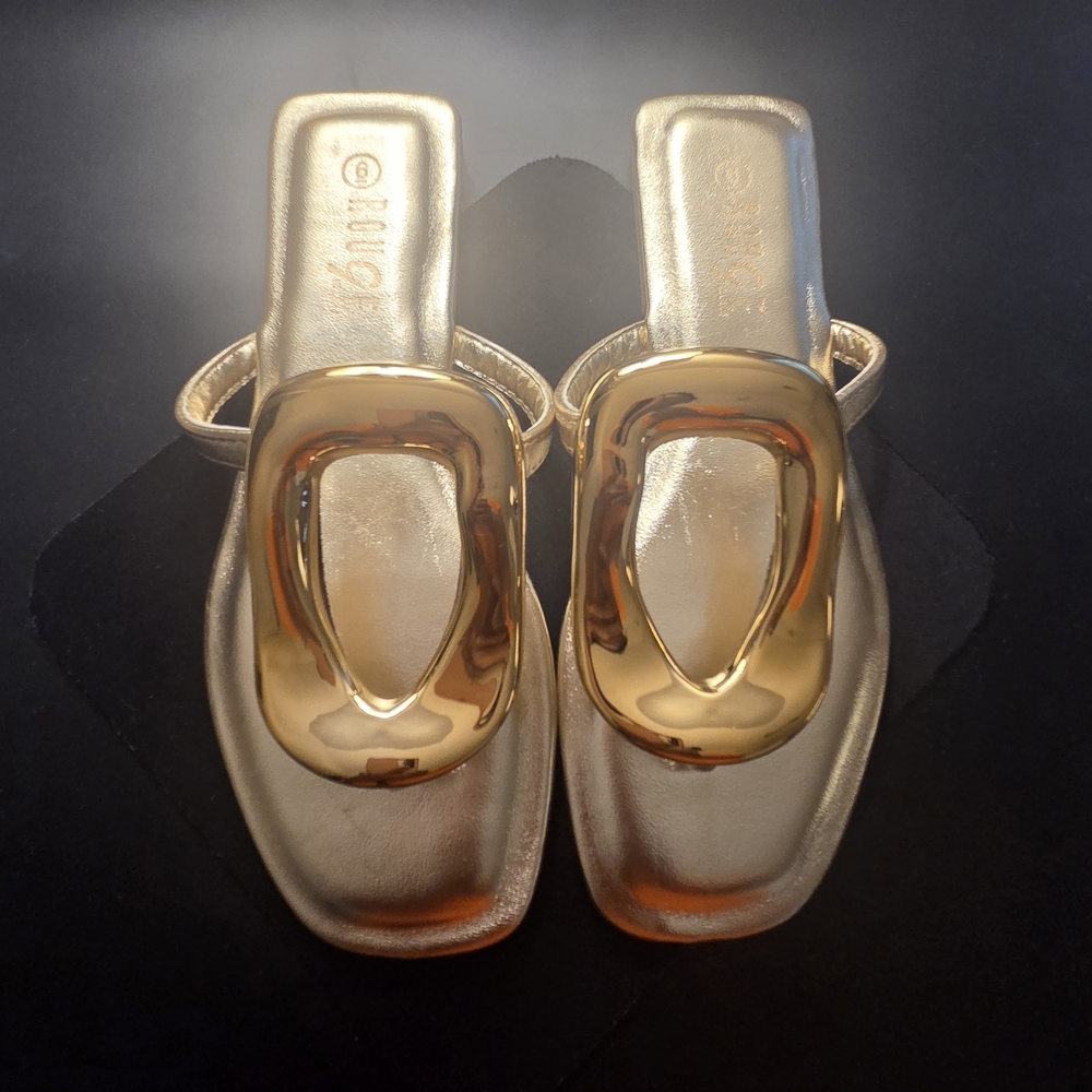 Rouge Helium Gold Slide Sandals